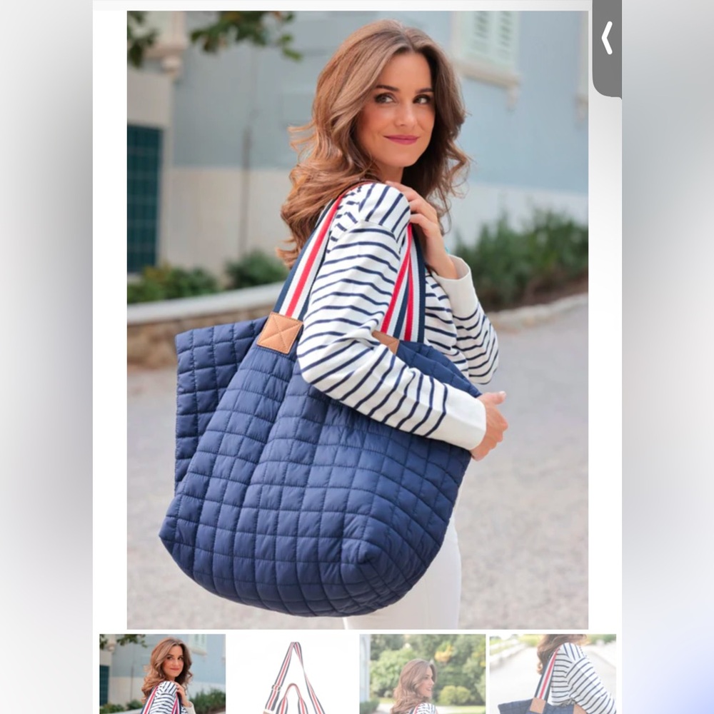 SHIRALEAH EZRA QUILTED NYLON TRAVEL TOTE, NAVY